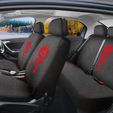 SCA Dragon Seat Cover Pack Red Adjustable Headrests Airbag Compatible 30&06H SAB, , scaau_hi-res