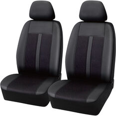 SCA Premium Jacquard & Leather Look Seat Covers Black/Red Adjustable Headrests Airbag Compatible 30SAB, , scaau_hi-res