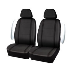 SCA Leather Look & Velour Seat Covers Black Adjustable Headrests Airbag Compatible, , scaau_hi-res