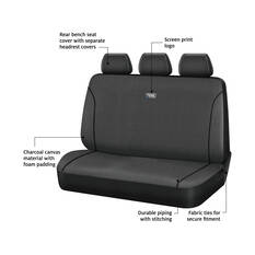 Ridge Ryder Canvas Seat Cover Charcoal/Black Piping Adjustable Headrests Rear Seat 06H, , scaau_hi-res