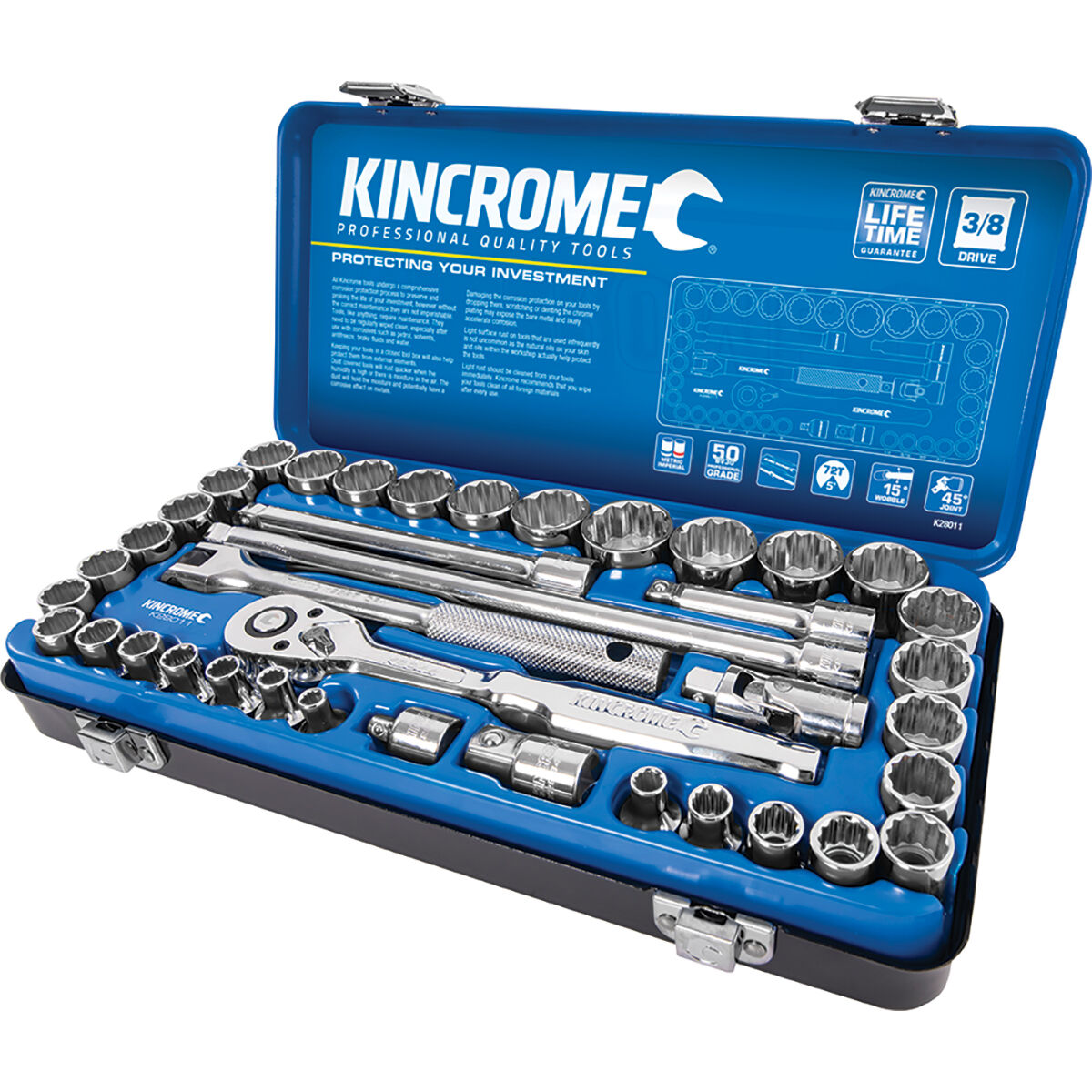 Kincrome Socket Set 3/8" Drive Metric/SAE 39 Piece, , scaau_hi-res
