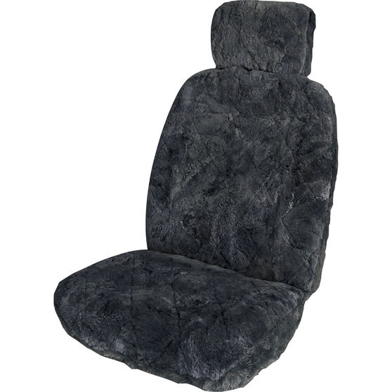 Sca Sheepskin Seat Cover Charcoal Adjustable Headrests Size 30 Single Airbag Compatible Supercheap Auto