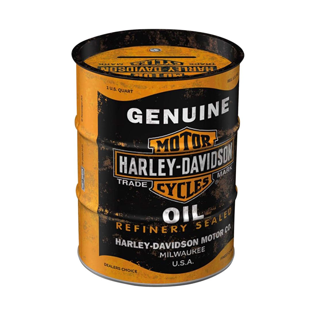Nostalgic-Art &Ograve;il Barrel Money Box Harley Davidson - Genuine Oil, , scaau_hi-res
