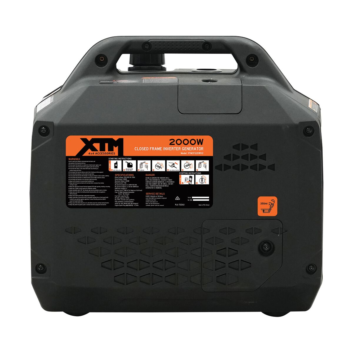 XTM 3000W Inverter Generator Closed Frame, , scaau_hi-res
