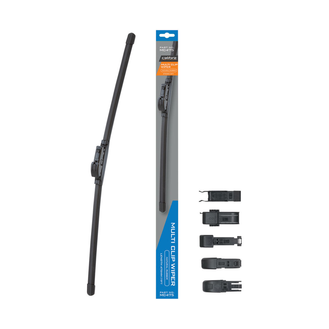 Calibre Multi-Clip Wiper Blade 475mm (19") Single - MC475, , scaau_hi-res