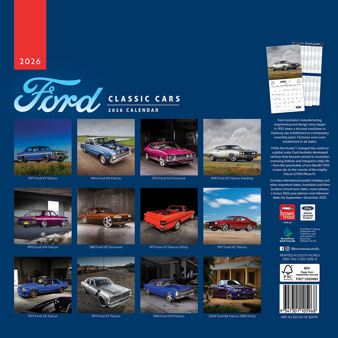 Classic Ford Cars Square 2026 Calendar, , scaau_hi-res