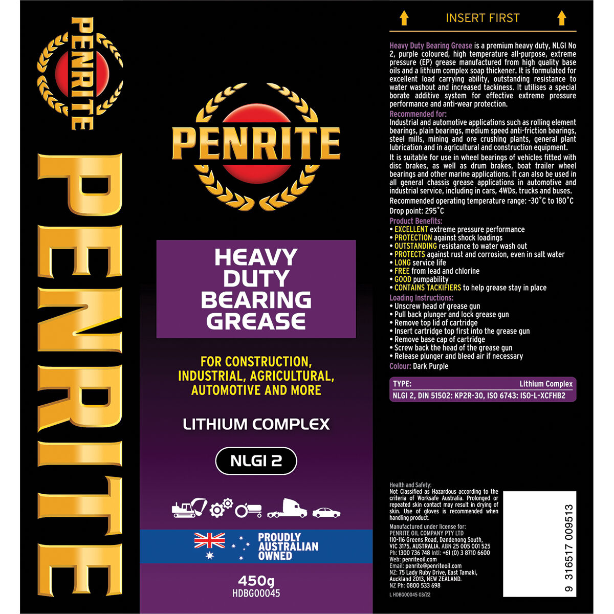 Penrite Heavy Duty Bearing Grease 450g, , scaau_hi-res