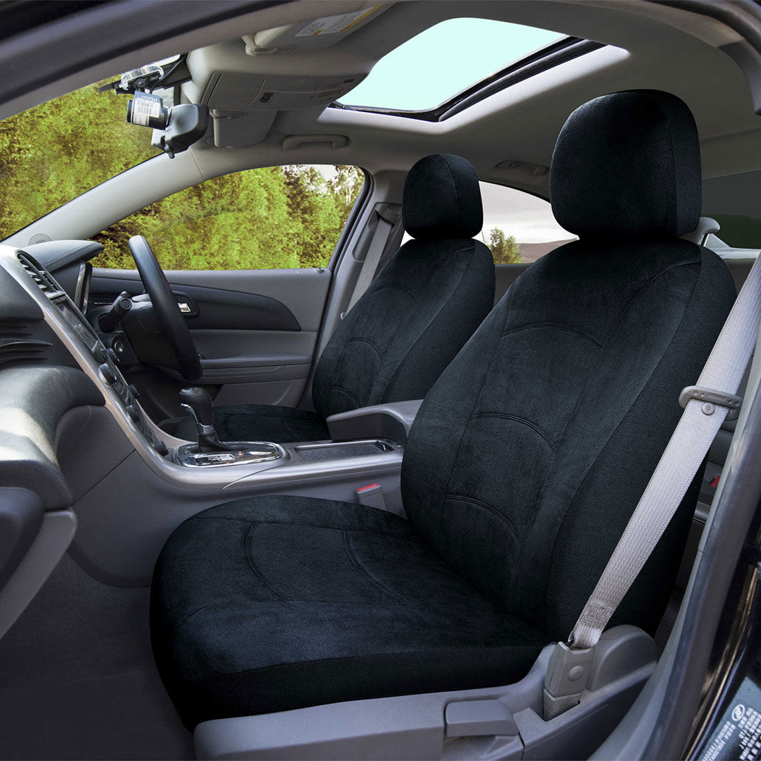 SCA Suede Velour Seat Covers Black Adjustable Headrests Airbag Compatible 30ASAB, , scaau_hi-res