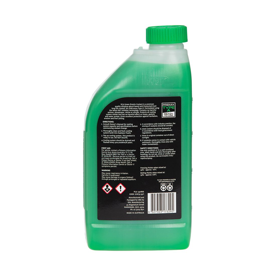 SCA Green Long Life Coolant Premix - 1 Litre, , scaau_hi-res