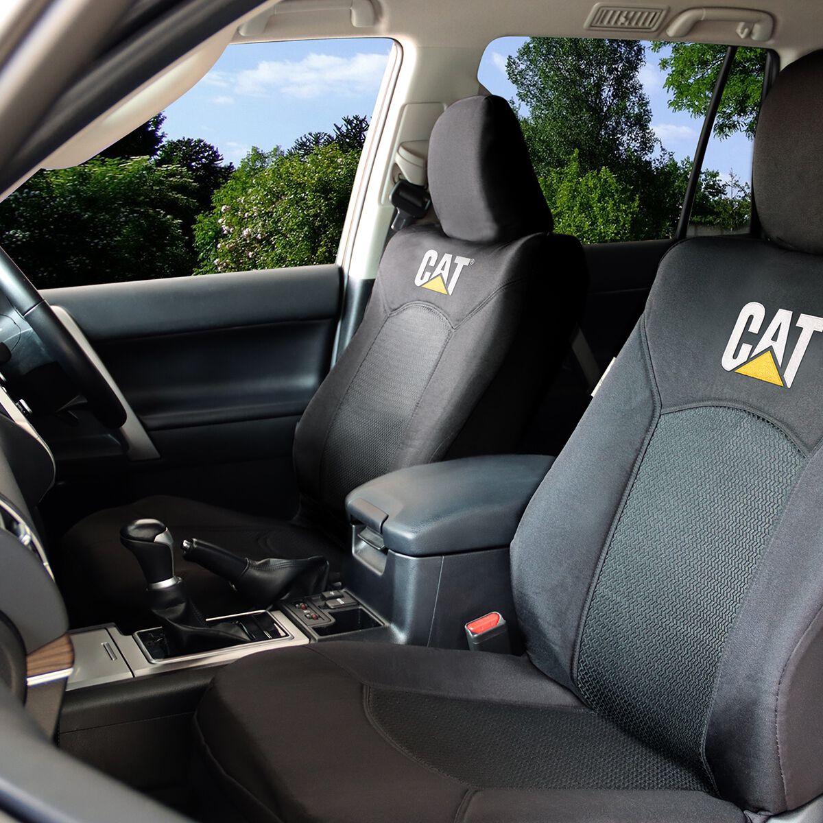CAT Jacquard Seat Covers Black Adjustable Headrests Airbag Compatible, , scaau_hi-res