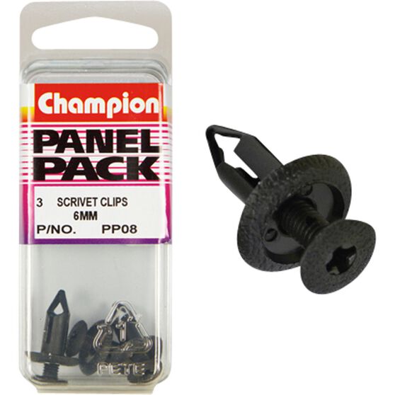 Champion Scrivet Clips - 6mm, P08, Panel Pack, , scaau_hi-res