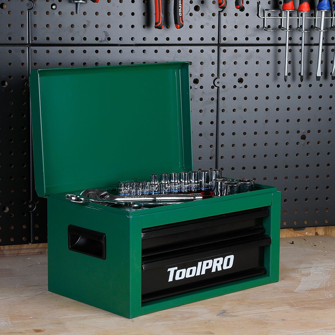 ToolPRO 15" Heavy Duty Mini Tool Chest Green, , scaau_hi-res