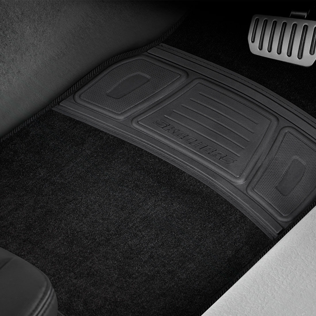 Skechers Carpet Floor Mats Black Front & Rear Set, , scaau_hi-res