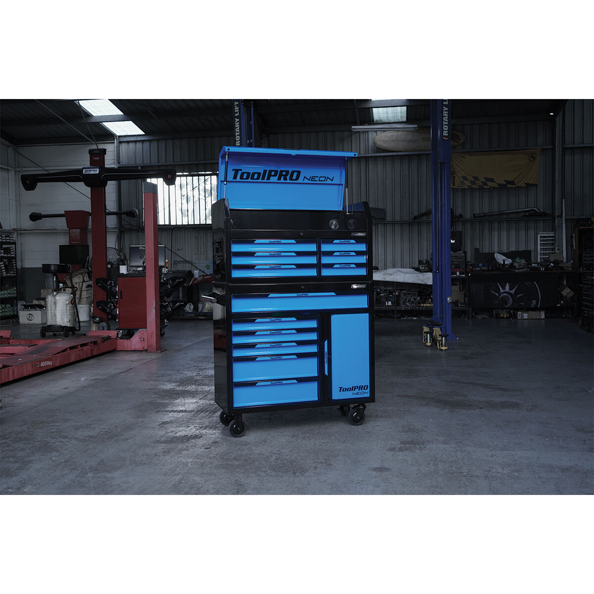 ToolPRO Neon Tool Chest Blue 6 Drawer 42 Inch, , scaau_hi-res