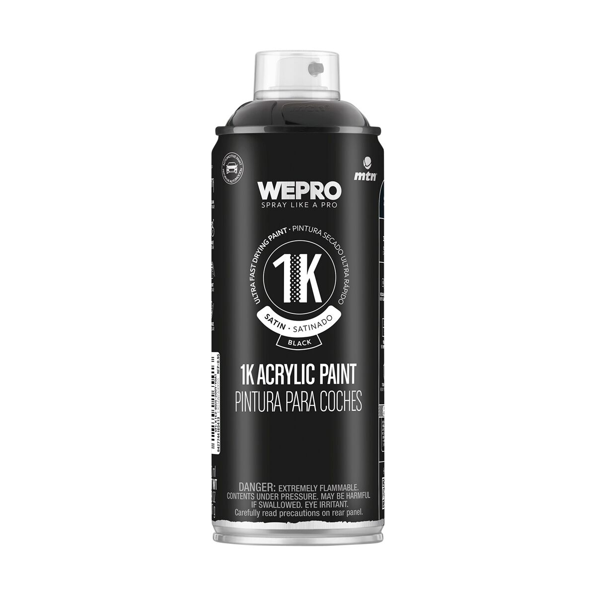MTN 1K Acrylic Enamel Black Satin 400ml, , scaau_hi-res