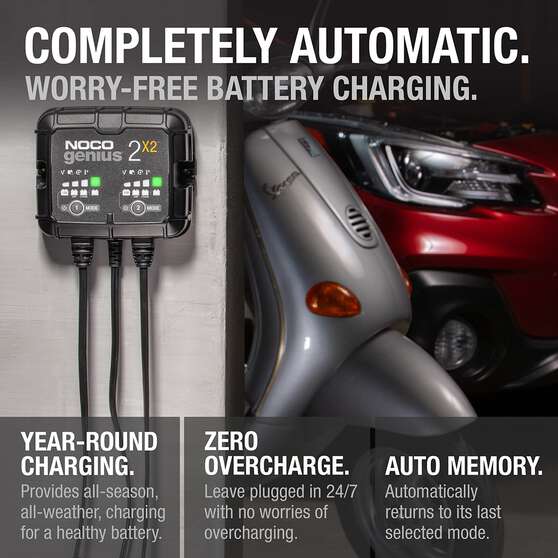NOCO Genius 2X2 Smart Battery Charger 6V/12V 2-Bank 4 Amp, , scaau_hi-res