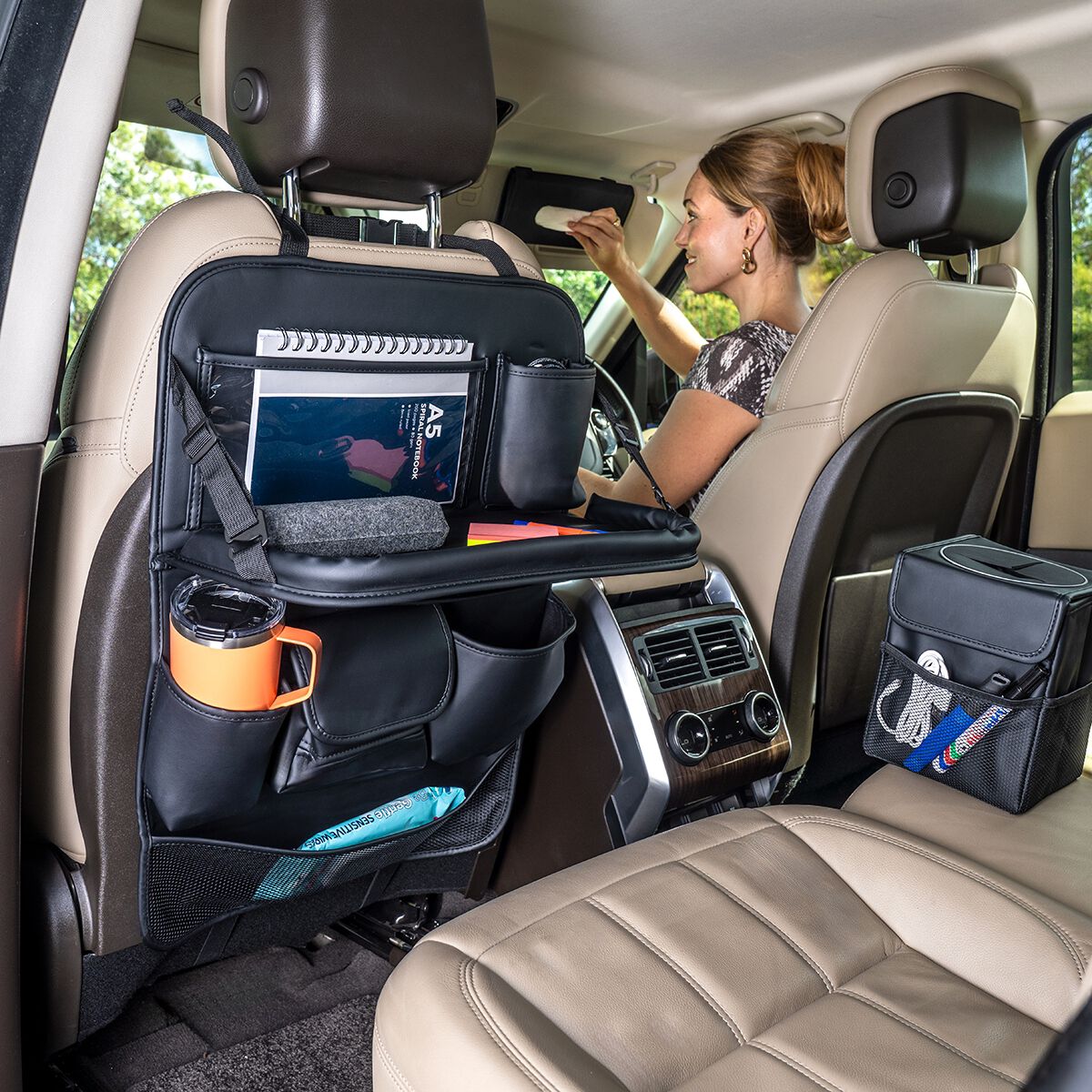 Cabin Crew Organiser with Back Seat Tray Leather Look, , scaau_hi-res