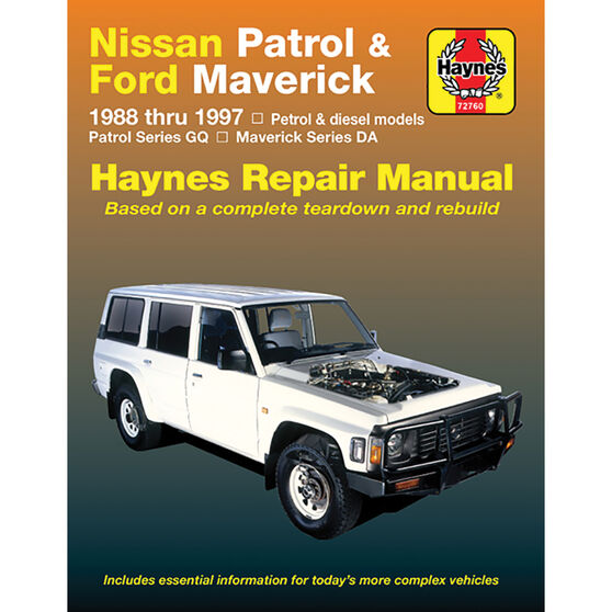Haynes Car Manual For Nissan Patrol / Ford Maverick 1988-1997 - 72760, , scaau_hi-res