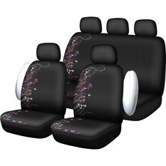 SCA Blossom Seat Cover Pack - Purple and Orange Adjustable Headrests Size 30 and 06H Airbag Compatible, , scaau_hi-res