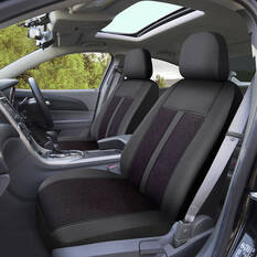 SCA Premium Jacquard & Leather Look Seat Covers Black/Red Adjustable Headrests Airbag Compatible 30SAB, , scaau_hi-res