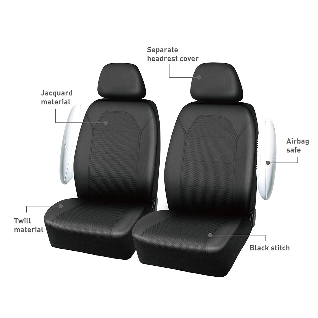 SCA Jacquard Embossed Dot Seat Covers Black, Adjustable Headrests, Airbag Compatible, Size 30A, , scaau_hi-res