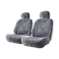 Silver CLOUDLUX Sheepskin Seat Covers - Grey Adjustable Headrests Size 30 Front Pair Airbag Compatible, , scaau_hi-res