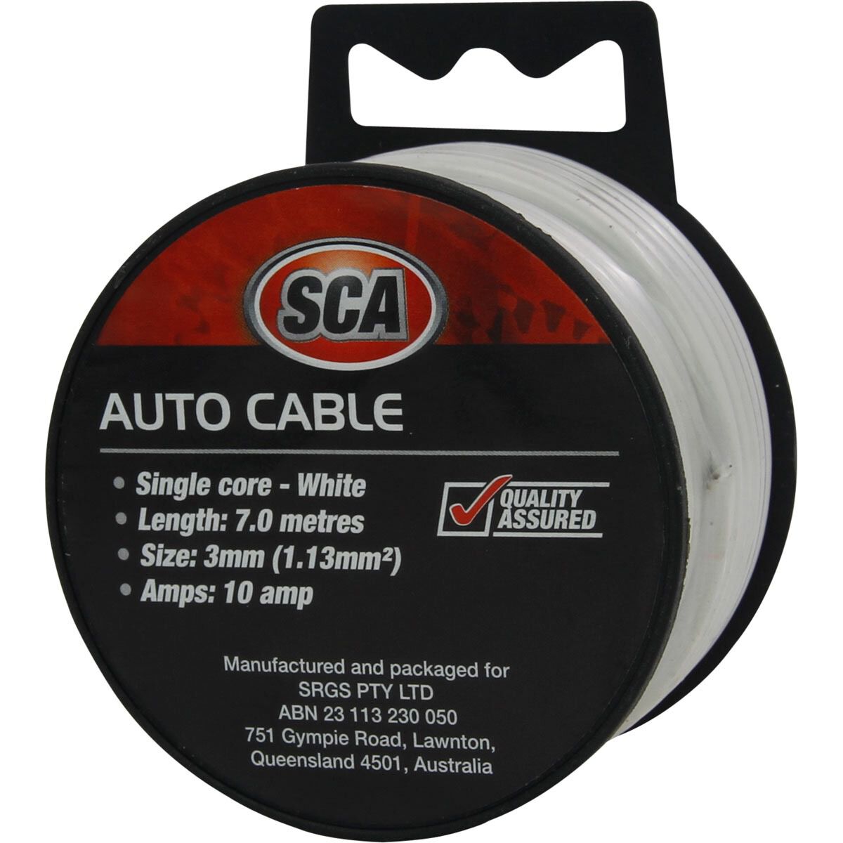 SCA Automotive Cable - Single Core, 10 Amp 3mm x 7m, White, , scaau_hi-res