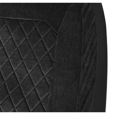 SCA Velour Quilted Seat Cover Pack Black Adjustable Headrests Front Pair & Rear Bench, , scaau_hi-res