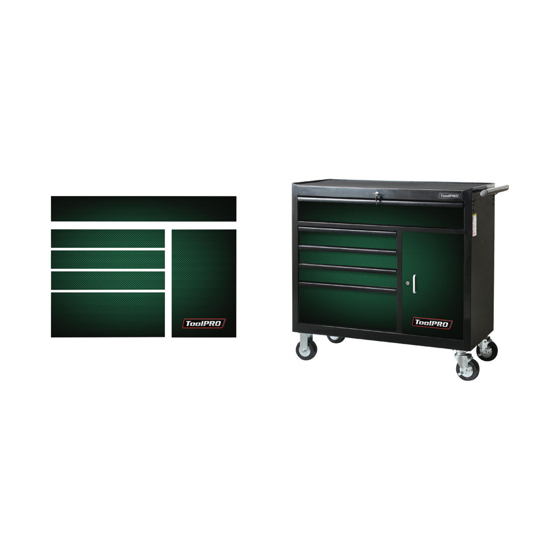 ToolPRO Tool Cabinet Magnet Fascia Set - Green Carbon Fibre, Suits 41" Cabinet, , scaau_hi-res