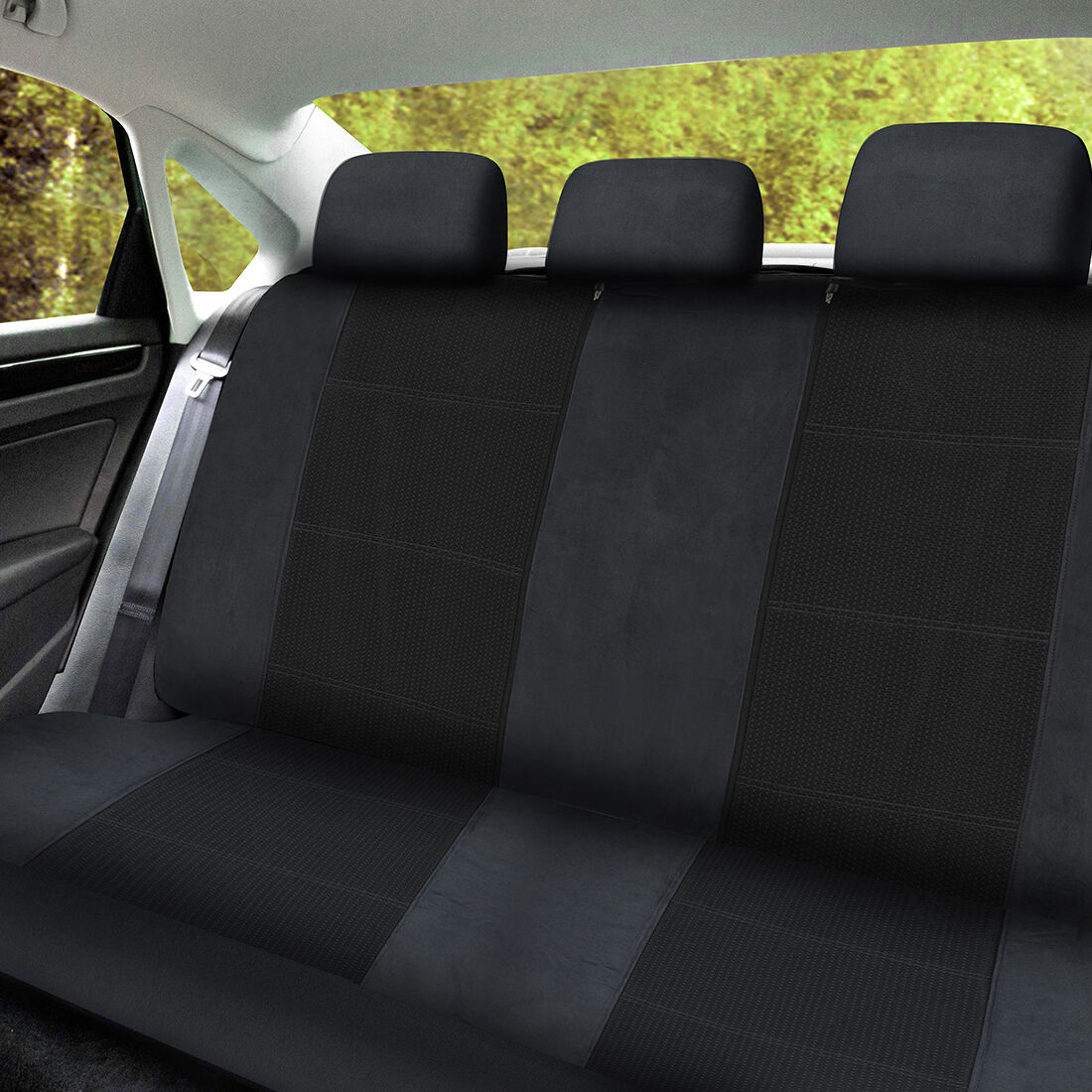 SCA Premium Jacquard and Velour Seat Covers Charcoal Rear Seat Size Adjustable Zips 06H, , scaau_hi-res