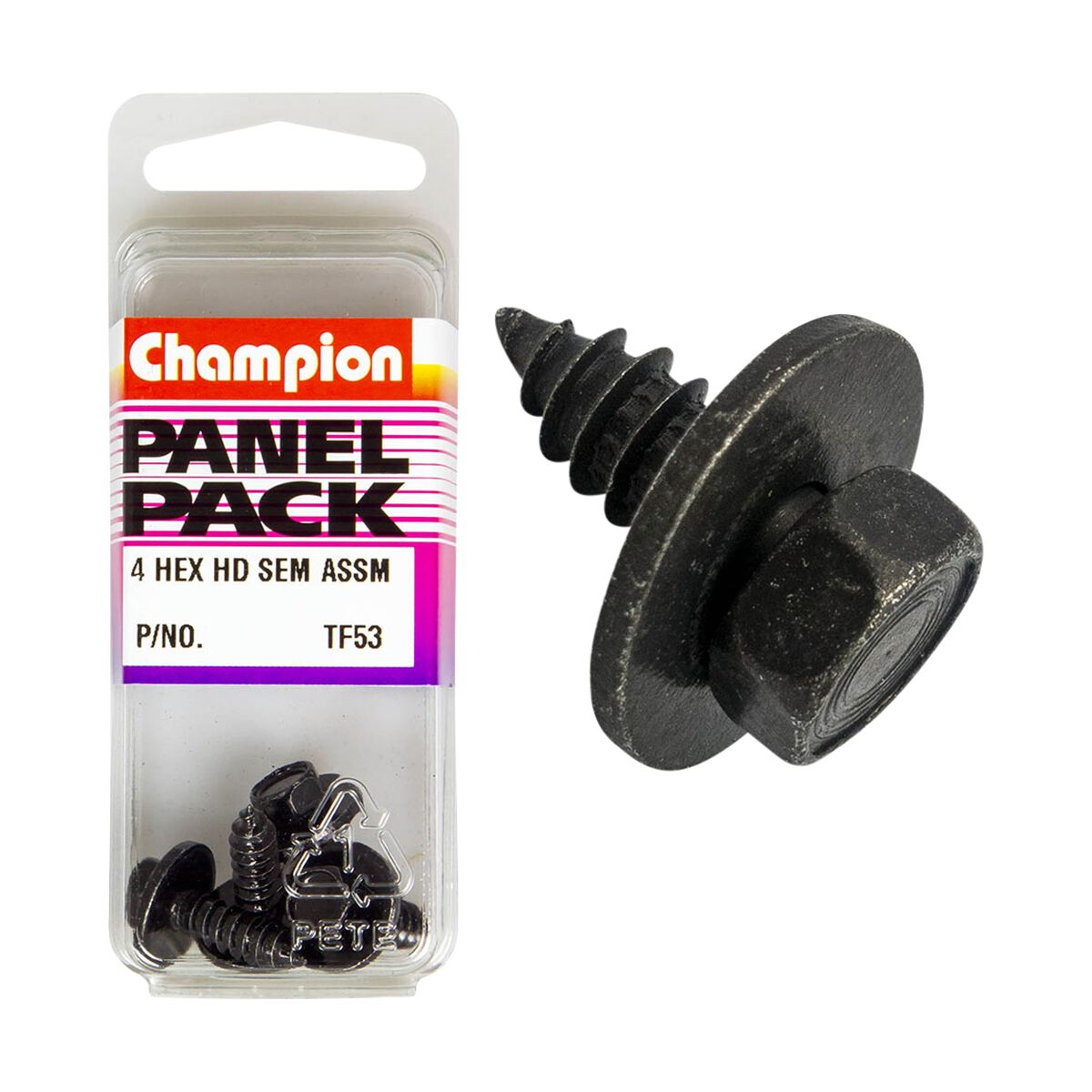 Champion Panel Pack Self Tapping Screw TF53, 12g/5.5mmx19mm, 3/4 Hex, , scaau_hi-res