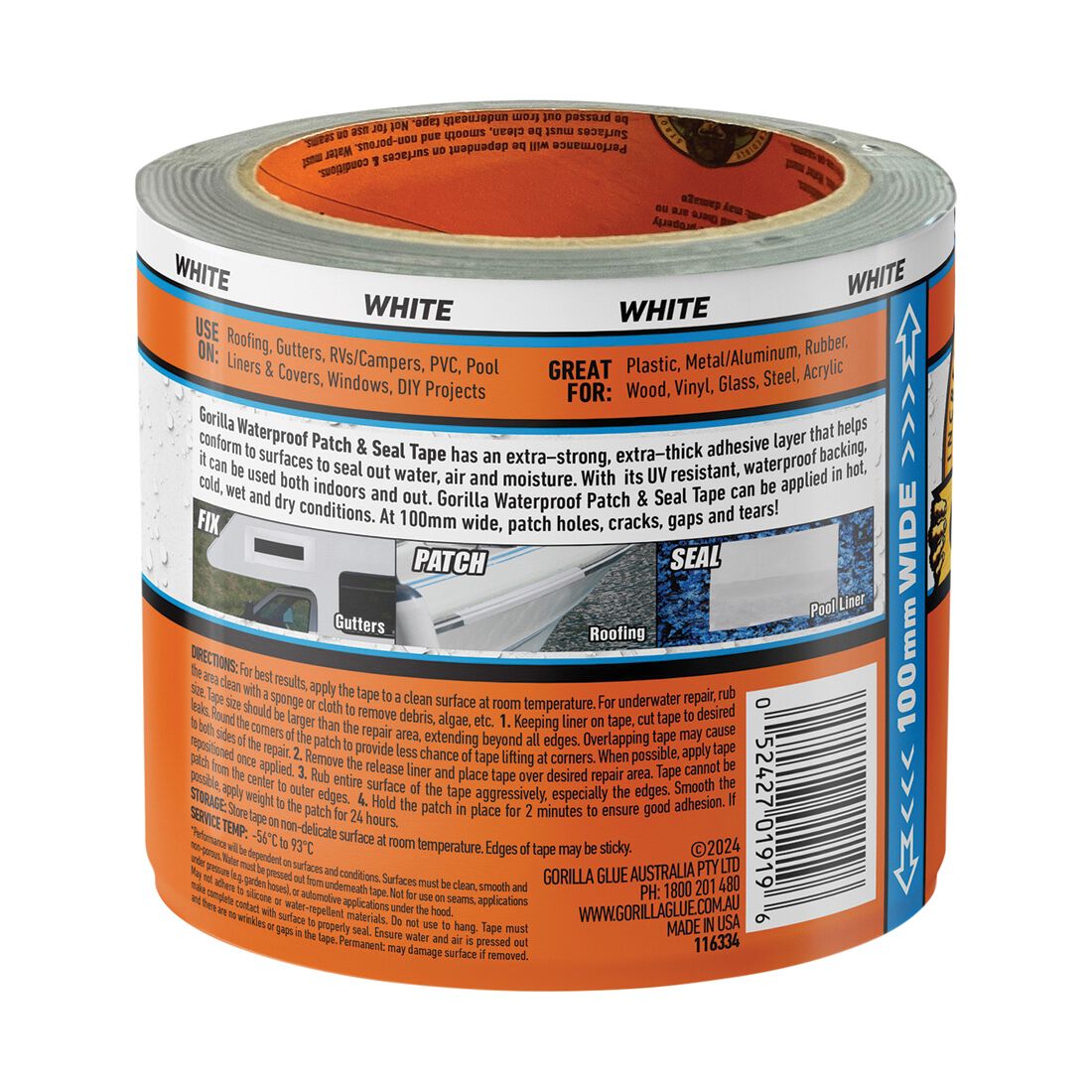 Gorilla Tape Waterproof Patch & Seal White 3m, , scaau_hi-res