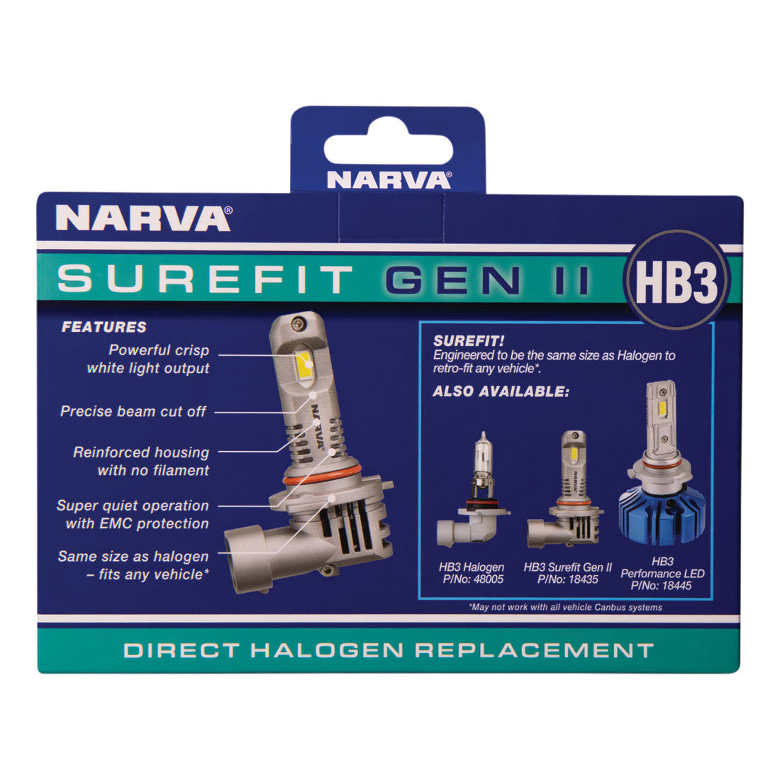 Narva Surefit LED Headlight Globes HB3, , scaau_hi-res