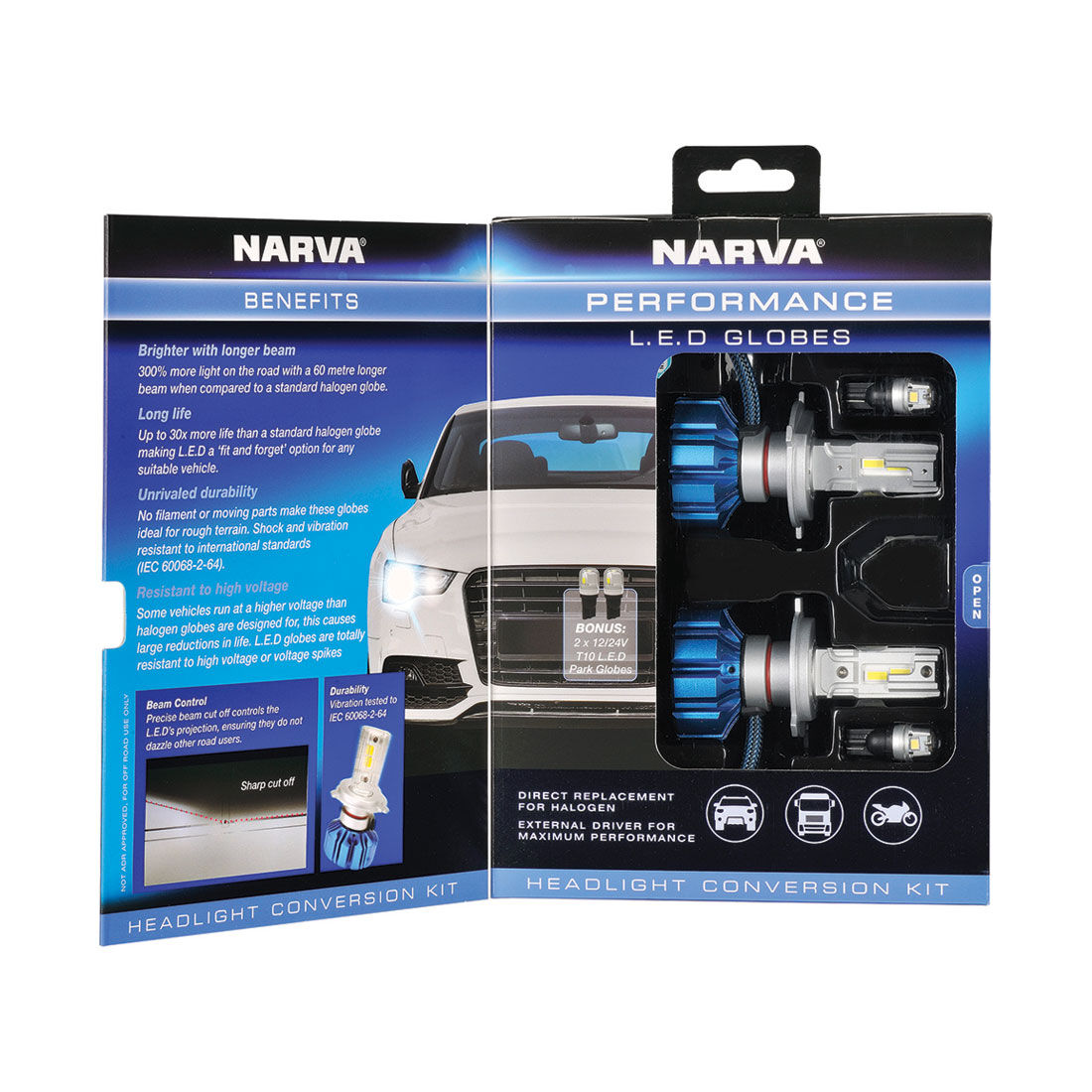 Narva Gen III LED Headlight Globes - H4, 12/24V, , scaau_hi-res