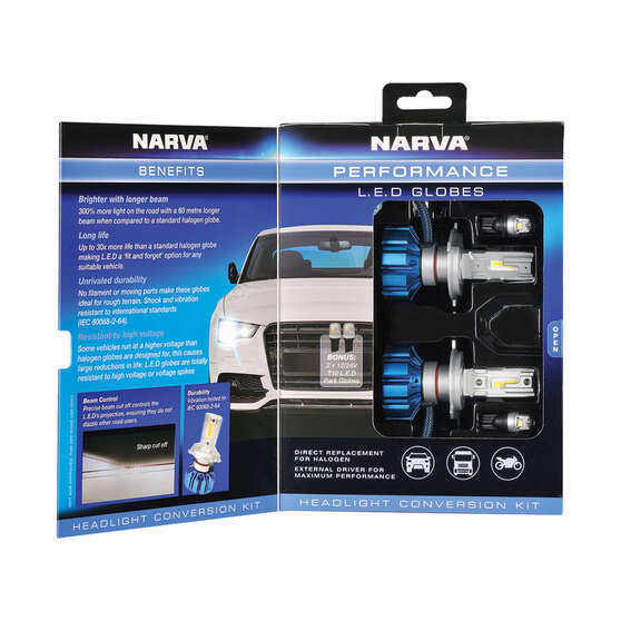 Narva Gen III LED Headlight Globes - H4, 12/24V, , scaau_hi-res