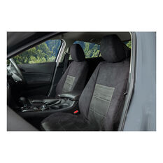 SCA Premium Jacquard and Velour Seat Covers - Black Adjustable Headrest size 30 Front Pair Airbag Compatible, , scaau_hi-res