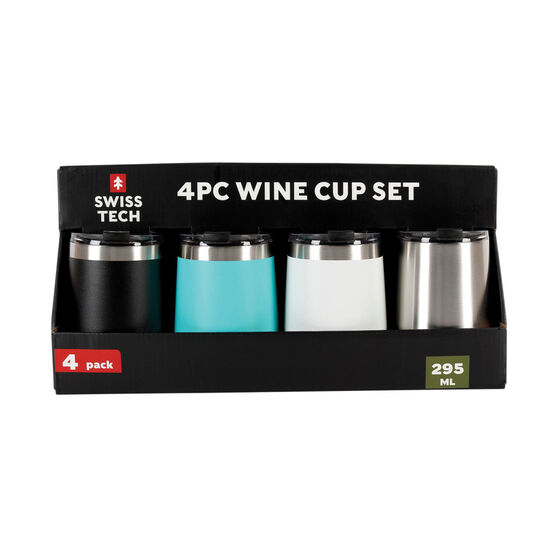 SWISSTECH Wine Cup Set Black/Cyan/White/True SS 4 Piece, , scaau_hi-res