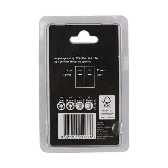 SCA Rocker Switch Square - 12/24V, On/Off, Plastic, , scaau_hi-res