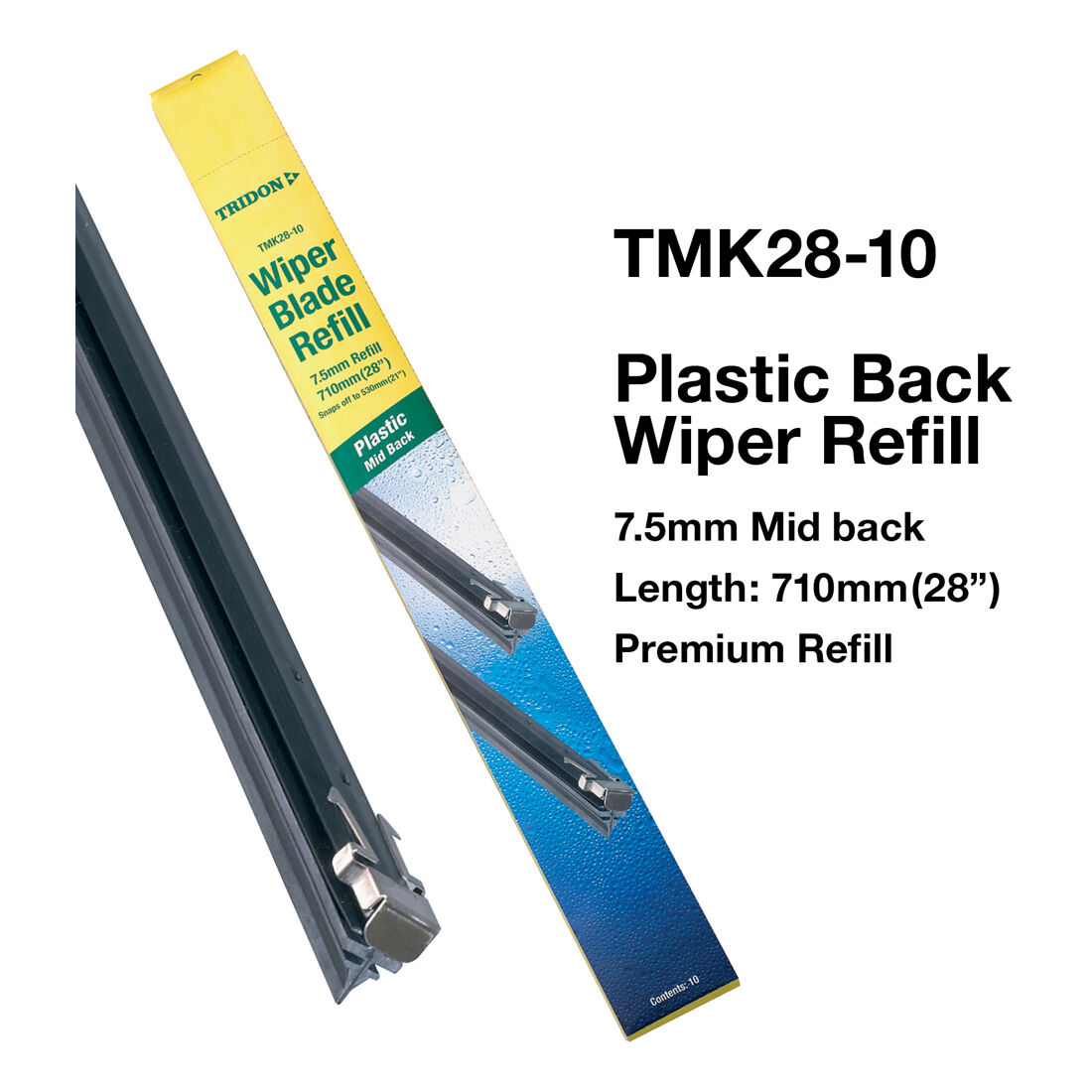 Tridon Wiper Blade Refill - 28 Inch, Plastic Mid Back, 10pk, TMK28-10, , scaau_hi-res