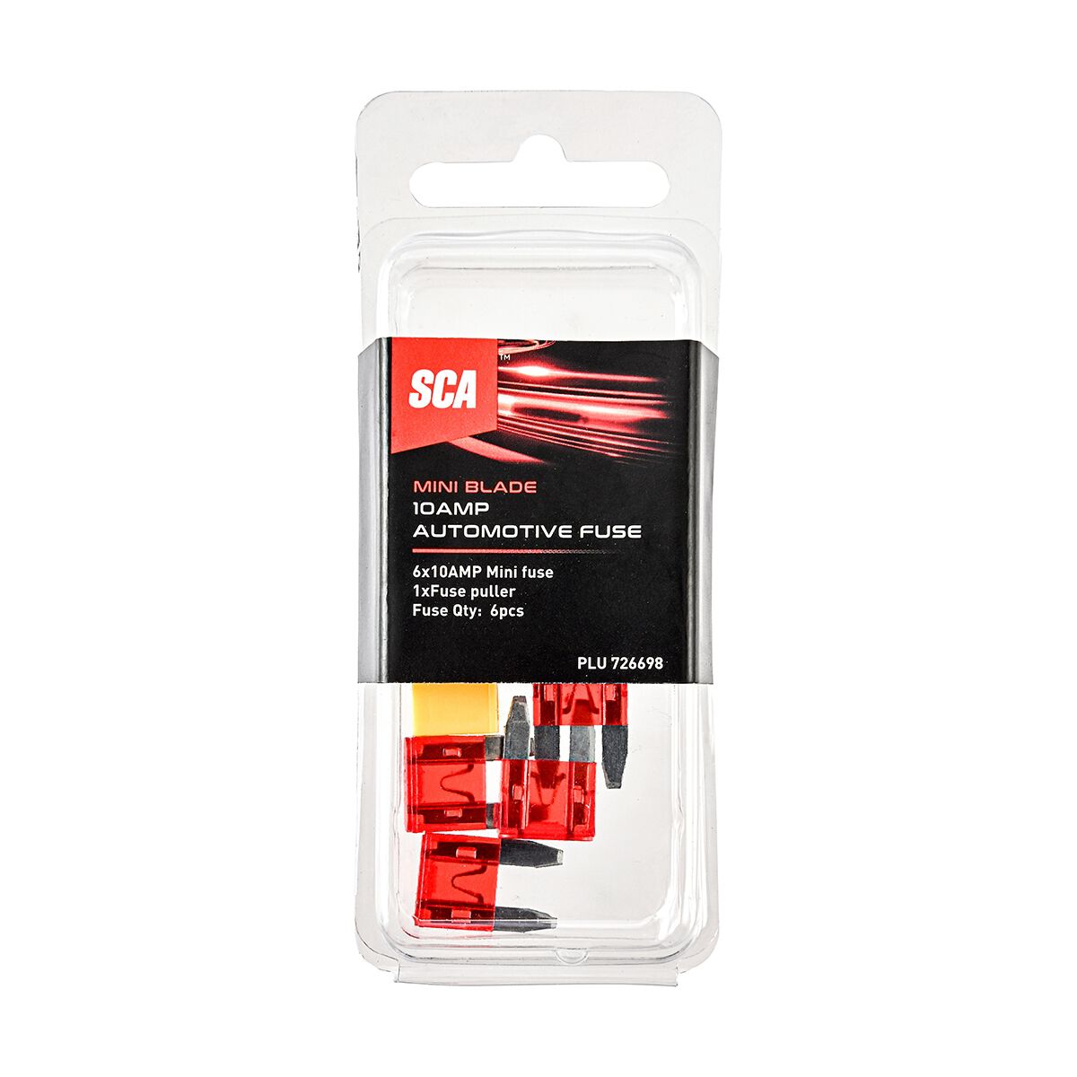 SCA Automotive Fuses - Mini Blade, 10 Amp, 6 Piece, , scaau_hi-res