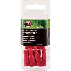 SCA Electrical Terminals - Female Blade, 6.3mm Red, 10 Pack, , scaau_hi-res