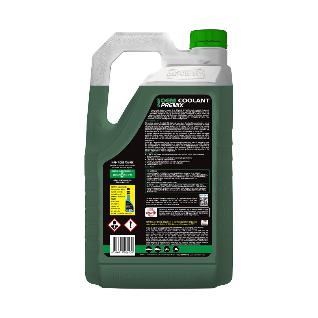 Penrite Green Long Life Anti Freeze / Anti Boil Coolant Premix - 5 Litres, , scaau_hi-res