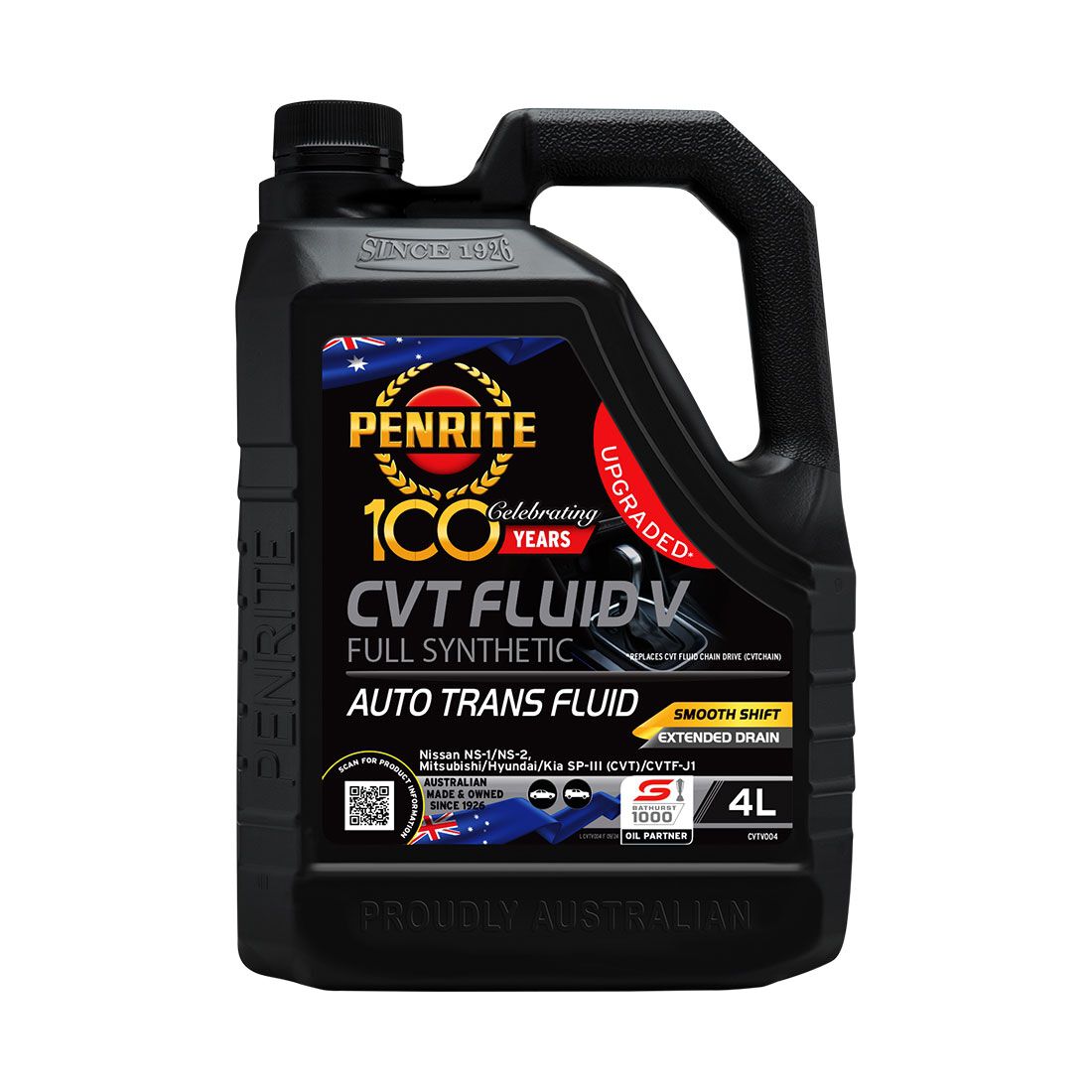 Penrite CVT Fluid - V Full Synthetic, 4 Litre, , scaau_hi-res