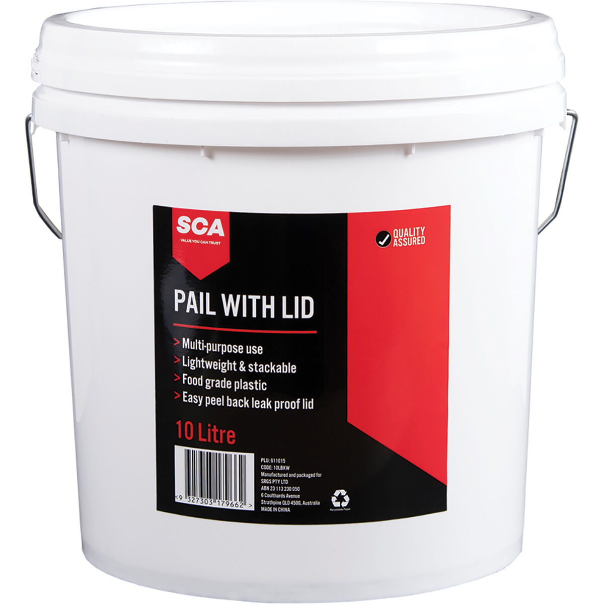 SCA Plastic Pail with Lid 10L, , scaau_hi-res
