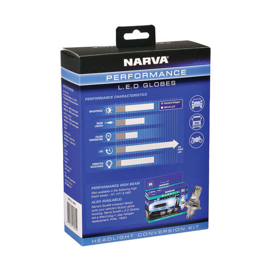 Narva Gen III LED Headlight Globes - H4, 12/24V, , scaau_hi-res