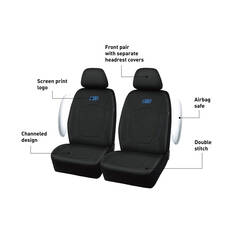 Skechers Gel Memory Foam Seat Covers Black/Blue Adjustable Headrests Airbag Compatible 30SAB, , scaau_hi-res