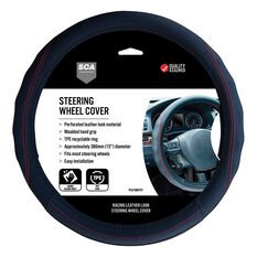 SCA Steering Wheel Cover - PU Racing, Black/Red, 380mm diameter, , scaau_hi-res