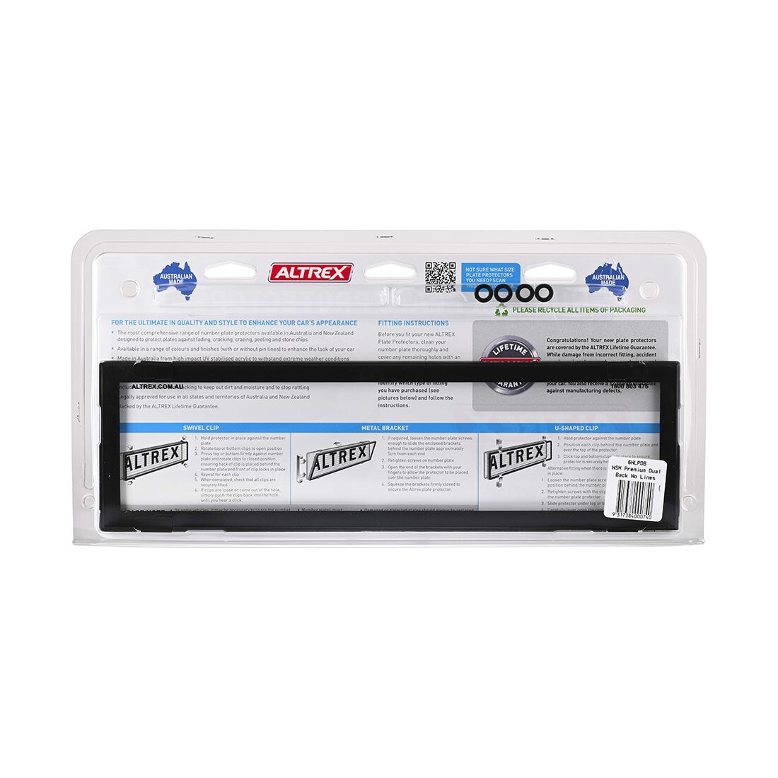Altrex Number Plate Protector - 6 Figure Premium Clear 6NLPDB, , scaau_hi-res