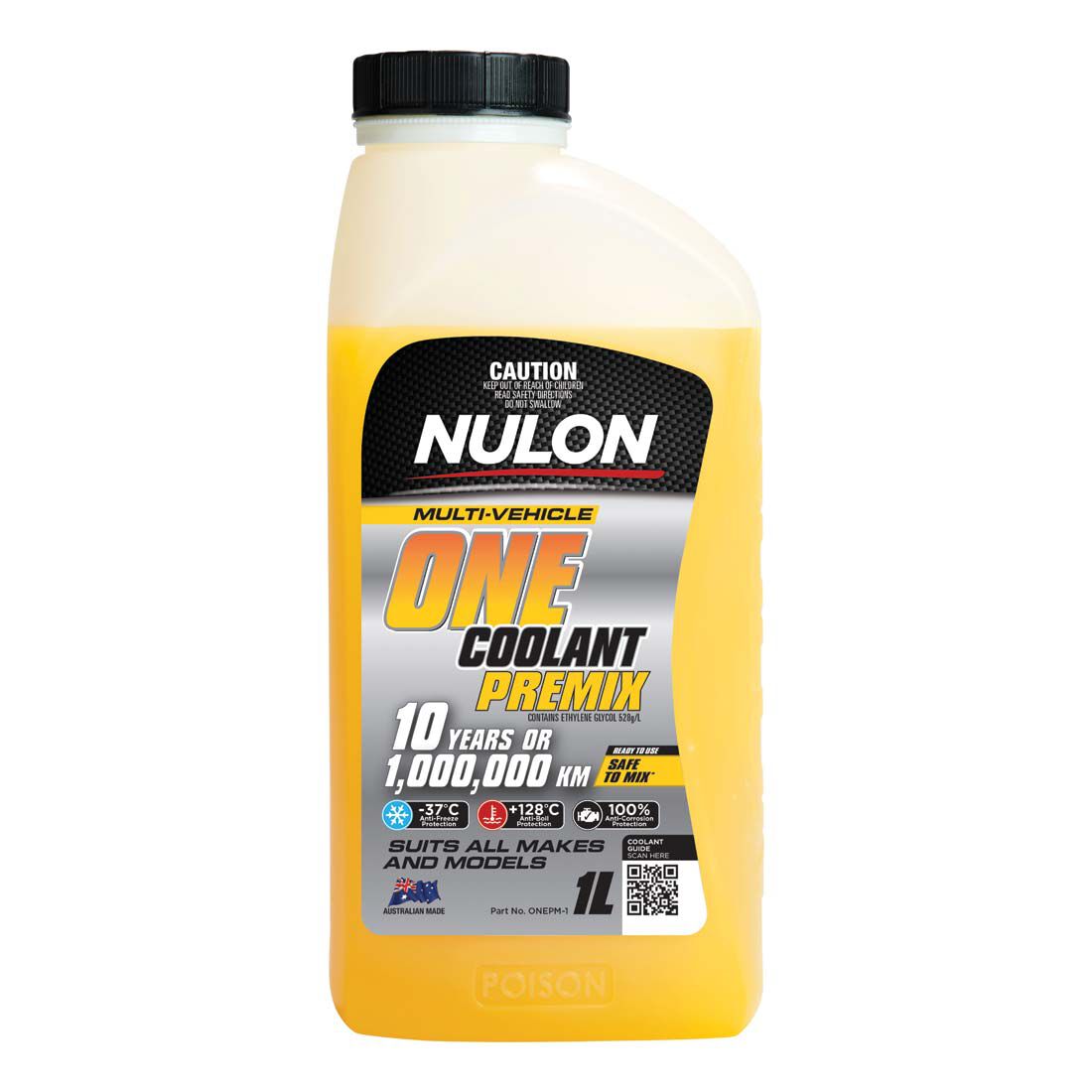 Nulon Yellow Multi-Vehicle ONE Coolant Premix - 1 Litre, , scaau_hi-res