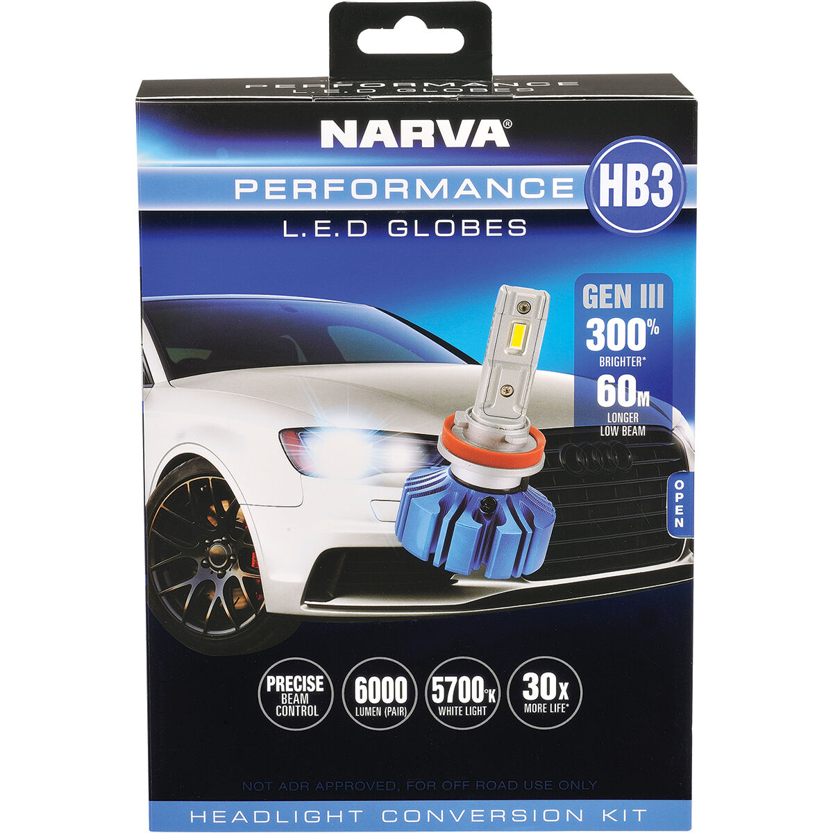 Narva Gen III LED Headlight Globes - HB3, 12/24V, 18445, , scaau_hi-res
